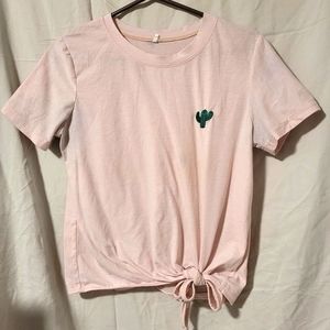 Cute cactus side tie t-shirt in pink and green